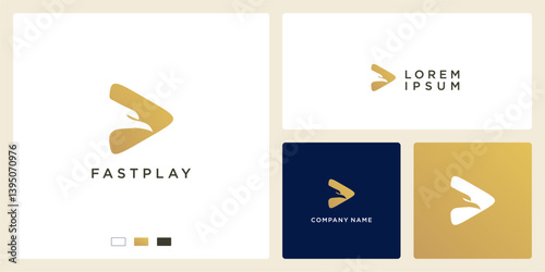 fast play logo design template,negative space bird logo