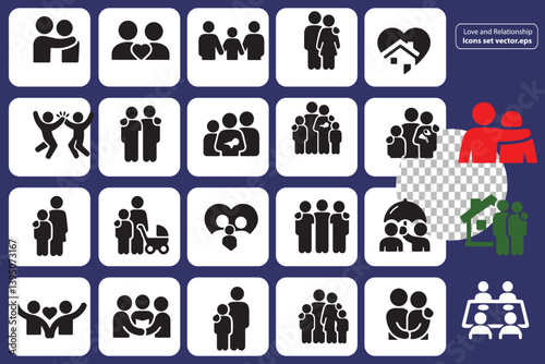 Flat Love and Relationship vector icon set icon symbol family child embracing friendship people support dog couple relationship pregnant women offspring two holding dating selfie icon symbol family 