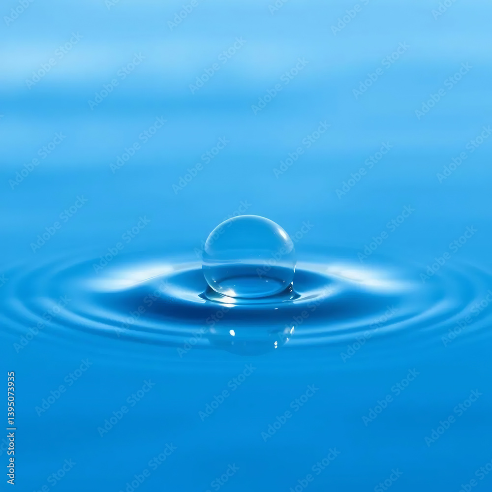 Single Blue Bubble on Water Single Blue Bubble on Water