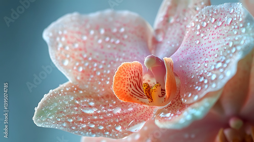Obraz na płótnie Close-up photography of an intricate orchid bloom, its soft pastel colors and unique patterns creating an elegant focal point. w salonie