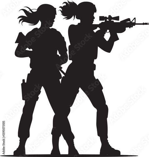 soldiers in military uniform  silhouette vector