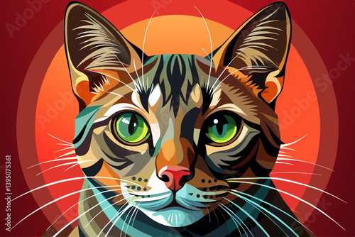 vector of Portrait of a cat staring intensely