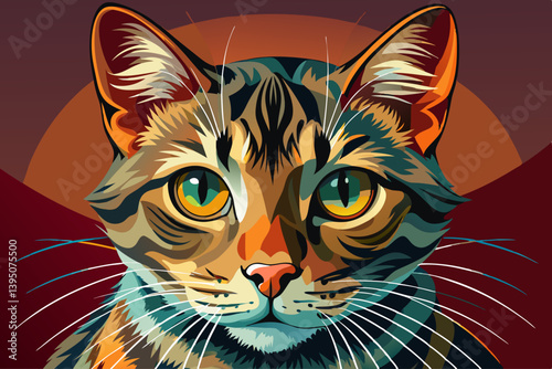 vector of Portrait of a cat staring intensely