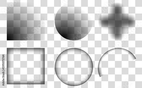 Shapes in various forms cast distinct shadows, revealing a creative interplay of light. This vector illustration highlights the beauty of shadows set against a transparent background