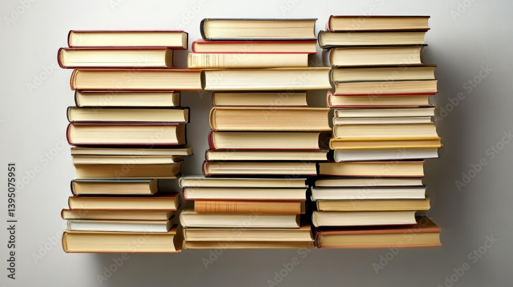 Stacked Books on White Background Stacked Books on White Background