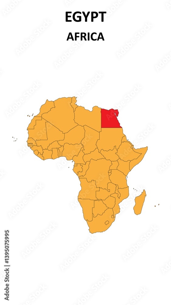 Obraz premium Egypt Map is highlighted on the Africa with detailed state and region outlines.
