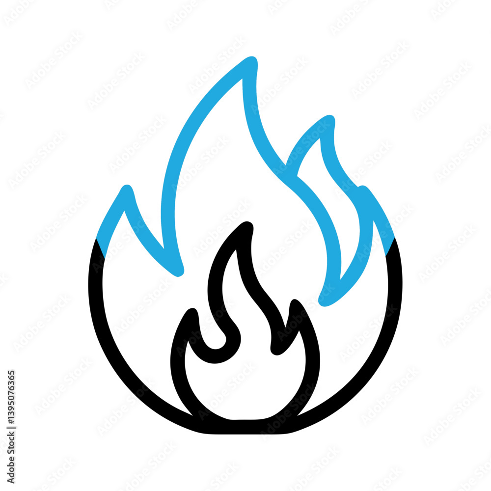 Bold Fire Flame Icon Vector for Heat and Energy Concepts Bold Fire Flame Icon Vector for Heat and Energy Concepts