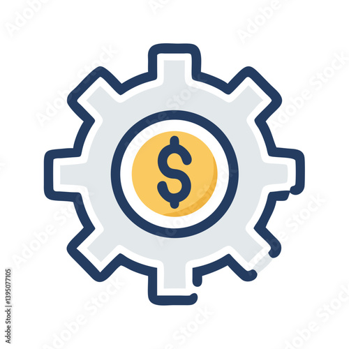 Gear with Dollar Symbol Icon – Finance Settings and Economic Management Vector