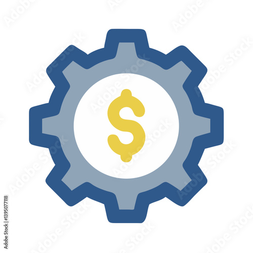 Gear with Dollar Symbol Icon – Finance Settings and Economic Management Vector