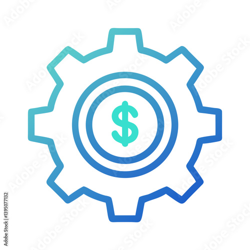 Gear with Dollar Symbol Icon – Finance Settings and Economic Management Vector