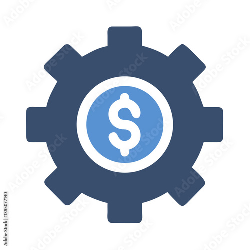 Gear with Dollar Symbol Icon – Finance Settings and Economic Management Vector