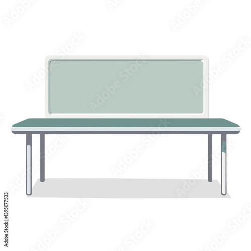 Simple Teal and White Modern Desk with Blank Back Panel