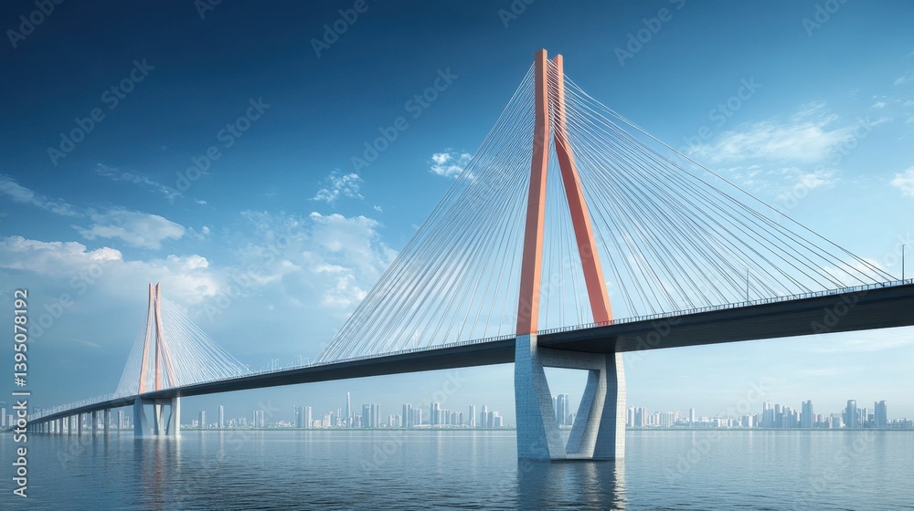 Obraz premium Structural stability analysis software displaying deflection and stress levels on a virtual model of a bridge