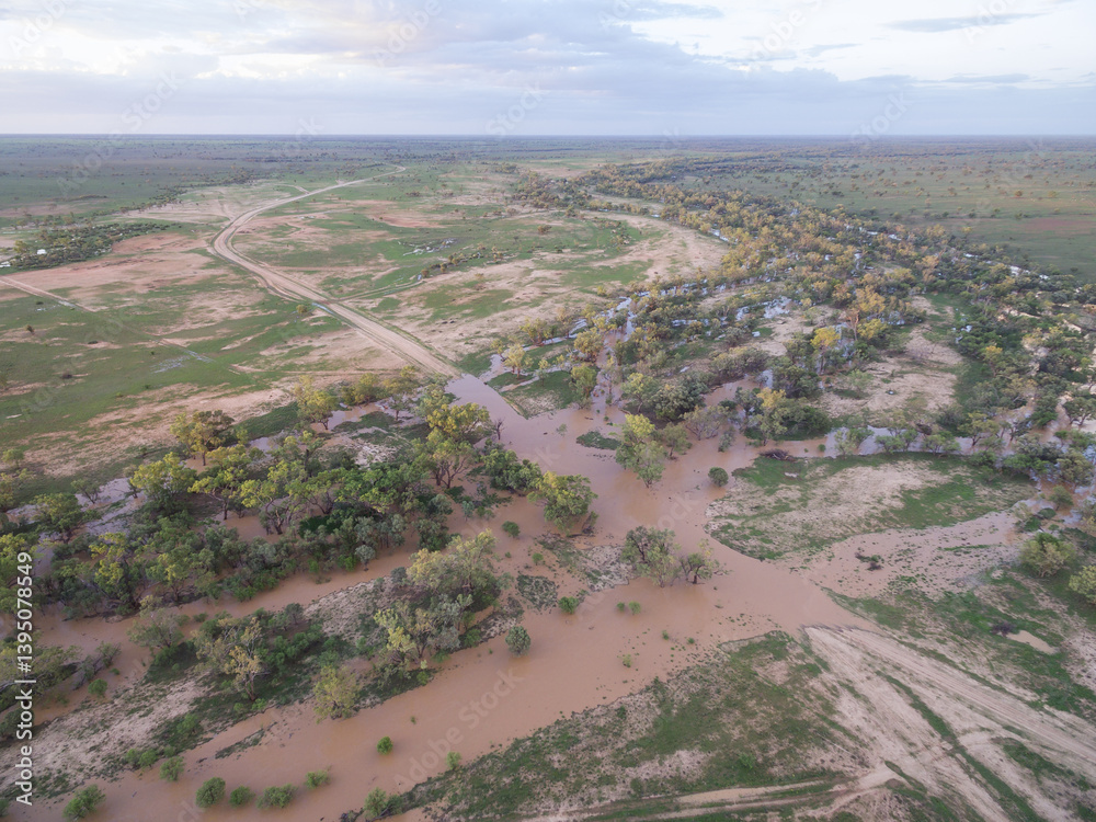 Flooded creek in the country Flooded creek in the country