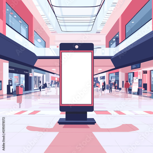 Blank Digital Signage in Modern Mall Interior