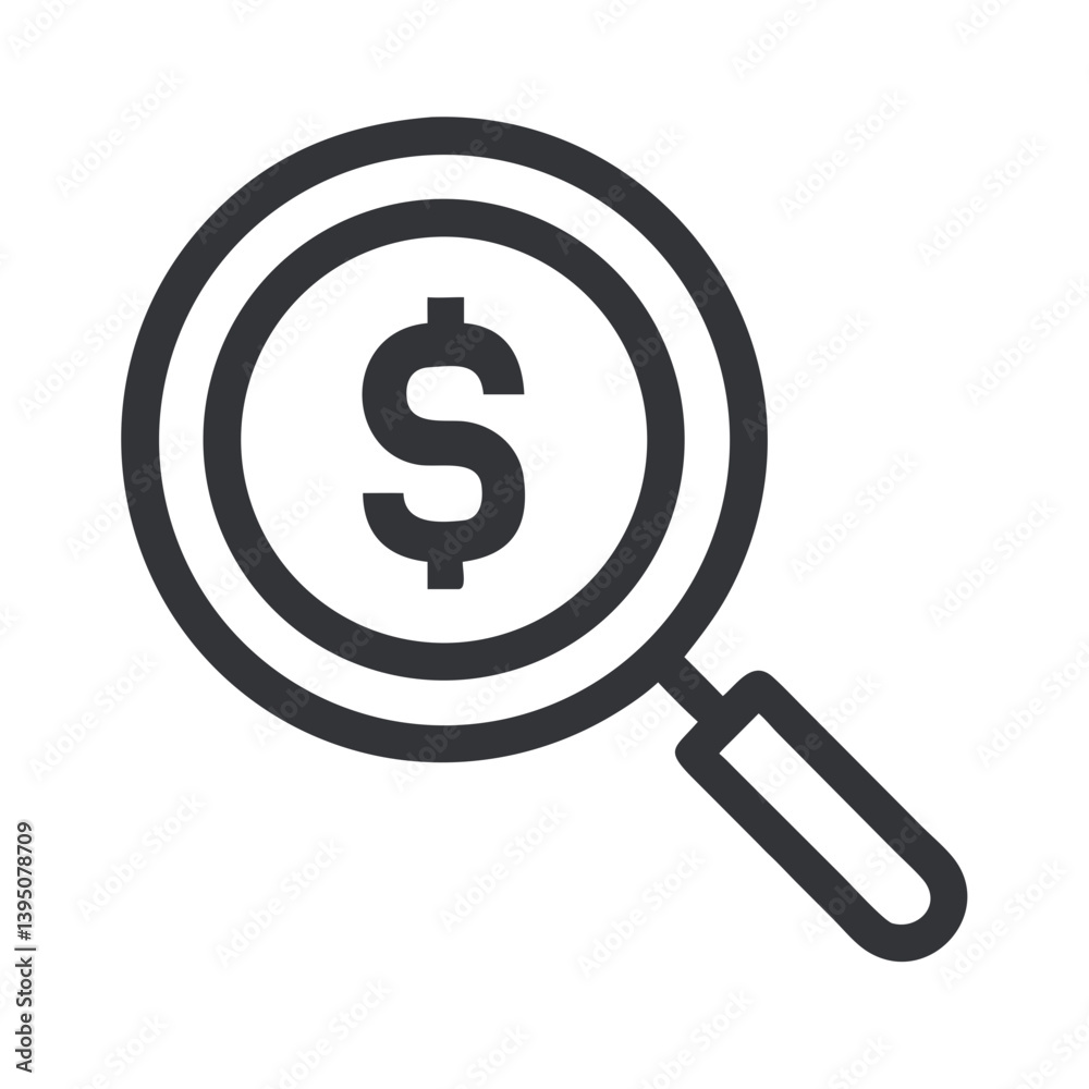 Vector Magnifier with Dollar Icon for Financial Design Vector Magnifier with Dollar Icon for Financial Design