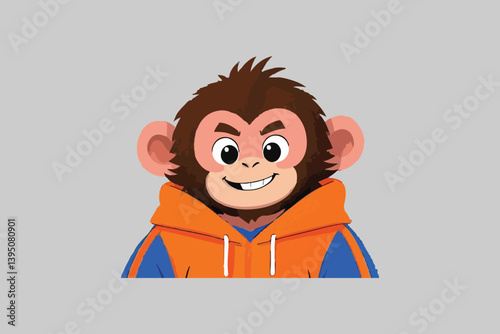 Cartoon Monkeys in Hoodies: Smiling and Blurred Faces Compared