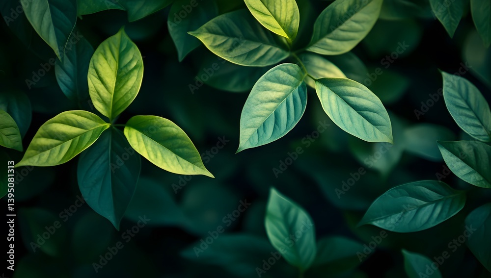 Close-up of green leaves with some yellow tones in a natural setting. Close-up of green leaves with some yellow tones in a natural setting.