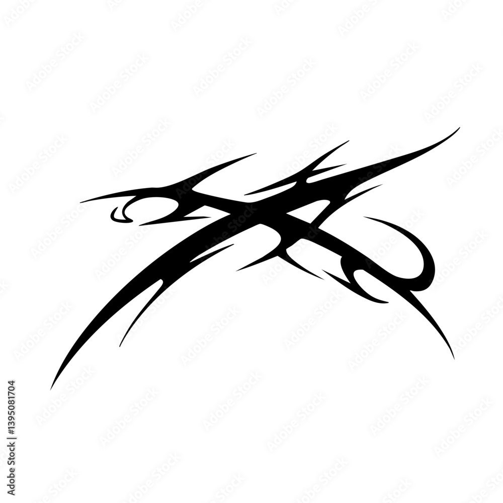 Obraz premium Barbed Chaotic Tribal Tattoo Design Logo Illustration Vector