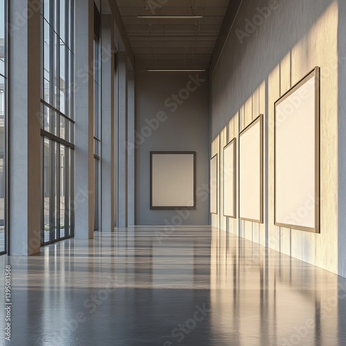 Obraz na płótnie Empty hall with blank poster mockups. w salonie