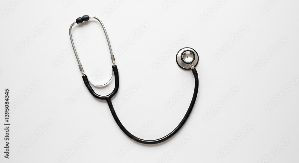 Clean Stethoscope Lies Flat Soft Light. AI Generated Clean Stethoscope Lies Flat Soft Light. AI Generated