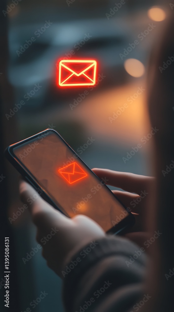 Fototapeta premium A person using their smartphone to check an email