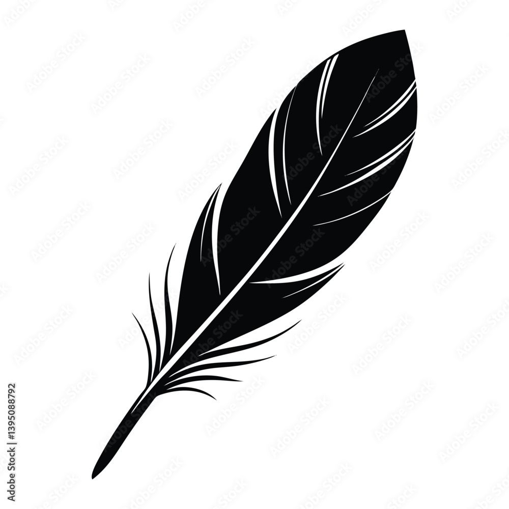Obraz premium Feather with fading tips on white background