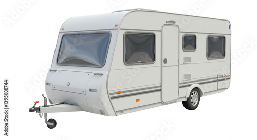 Isolated White Caravan Trailer