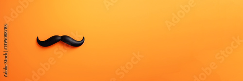 Obraz na płótnie A festive Fathers Day banner featuring a bold black moustache and elegant gift elements set against a vibrant orange background. The composition includes ample copy space w salonie