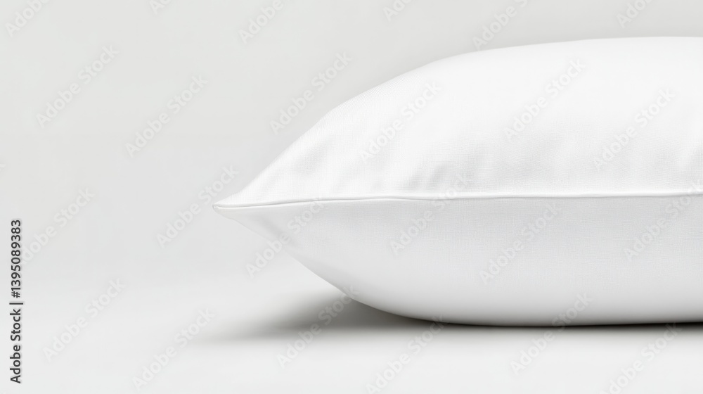 Minimalist design close up of white pillow on white background for bedding and home decor themes Minimalist design close up of white pillow on white background for bedding and home decor themes