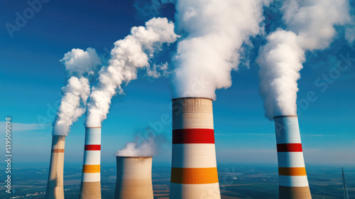 Industrial landscape of coal power plant with emissions in tusimice northern bohemia czech republic highlighting energy production and environmental impact photo