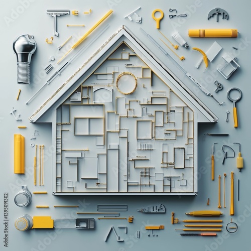 Home build: house plan, electrical, keys, and accessories.