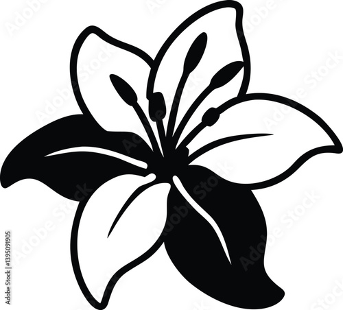 black and white vector illustration of plant flower logo