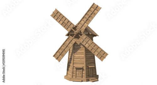 Isolated Wooden windmill