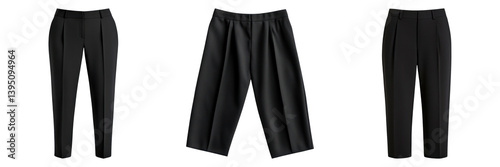 Sleek monochrome trousers with modern appeal, showcasing various and fits for versatile fashion choices