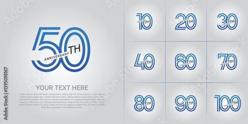 Anniversary logo type set with double line number. blue and black color can be use special moment