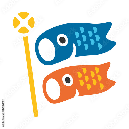 Koinobori isolated on white background