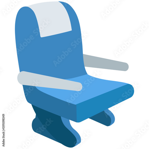 Airplane or Bus Seat Illustration, Isolated on White Background