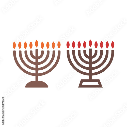 Menorahs isolated on white background
