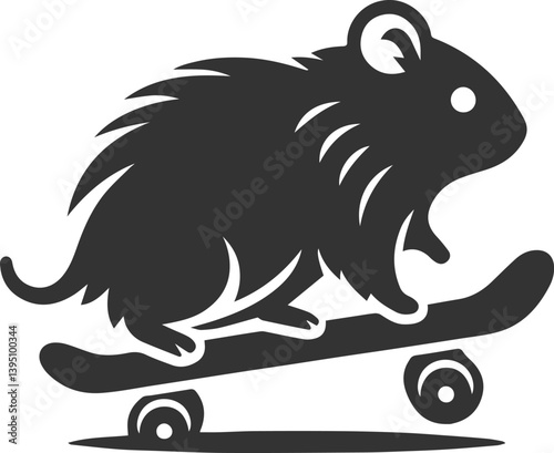 Silhouette of a hamster animal black vector
