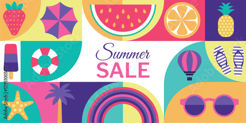 Summer Sale.Geometric pattern concept for website design,background,social media banner.