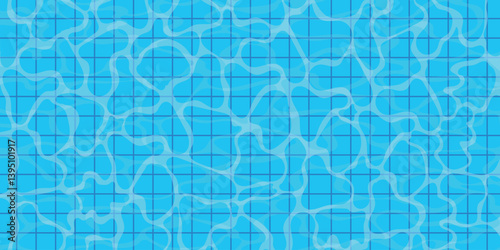 Vector summer background. Swimming pool, water surface texture. Top view.