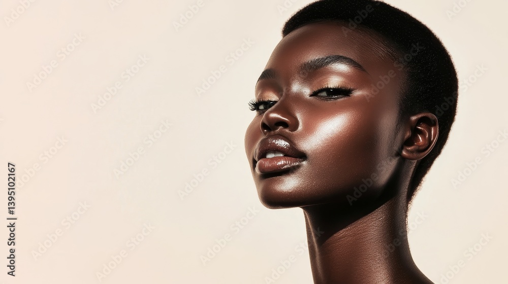 Radiant skincare focus on melanin-rich skin for glowing beauty and wellness content