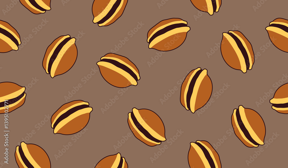 Obraz premium Cute dorayaki pattern background vector design
