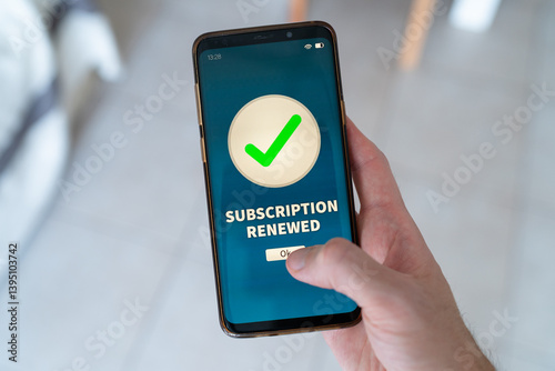 Subscription renewed notification on smart phone.