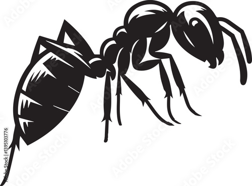 Carpenter Ant Vector | Black Ant Silhouette Clipart Illustration	
