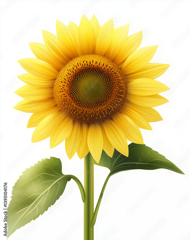 Obraz premium Sunflower Growth – A Clean Botanical Illustration Series