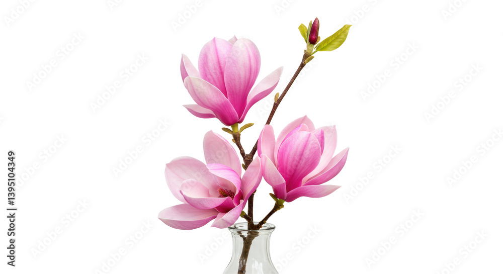 Obraz premium Isolated Magnolia Flowers in Glass Vase