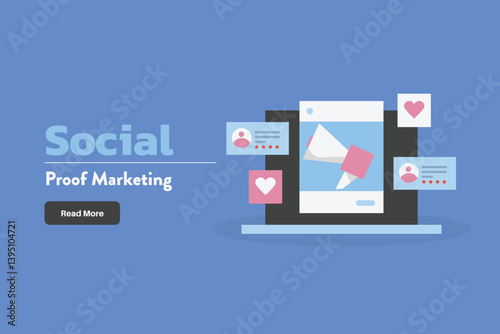 Social Proof Marketing, Business advertising social proof on social media for better conversion and sales, Influencing people to buy item through social media campaign.