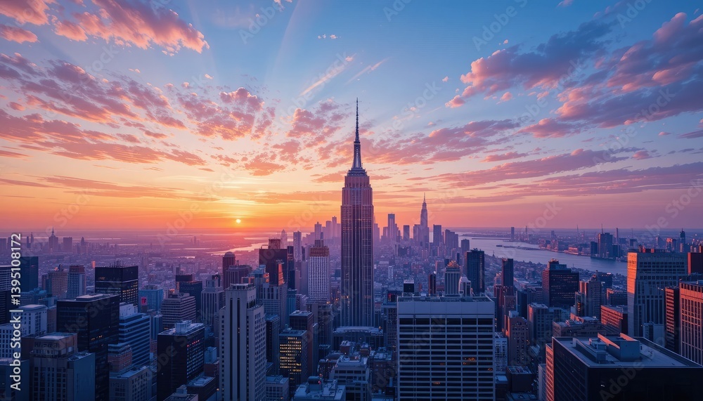 An image of a stylized sunset over the cityscape of New York City. An picture of generative AI An image of a stylized sunset over the cityscape of New York City. An picture of generative AI